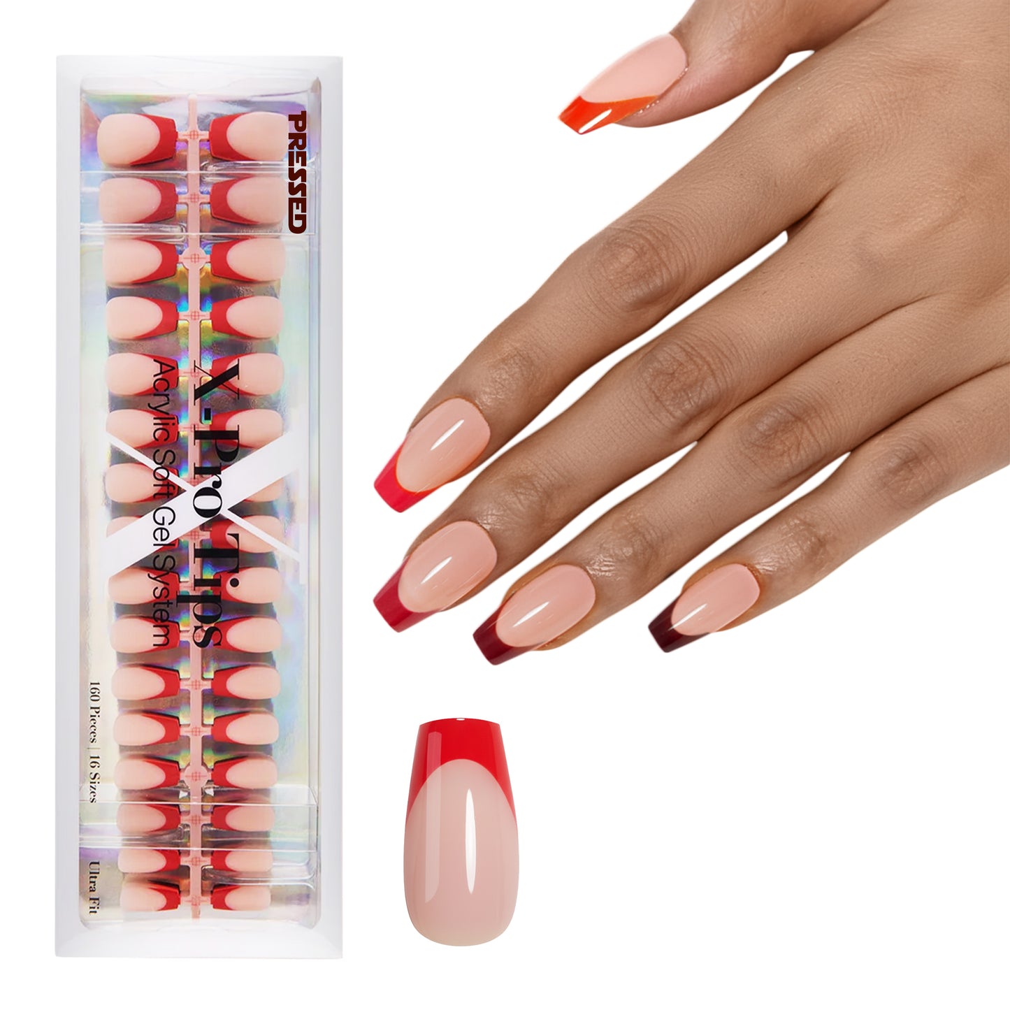 Red French Tip Series - Short Coffin