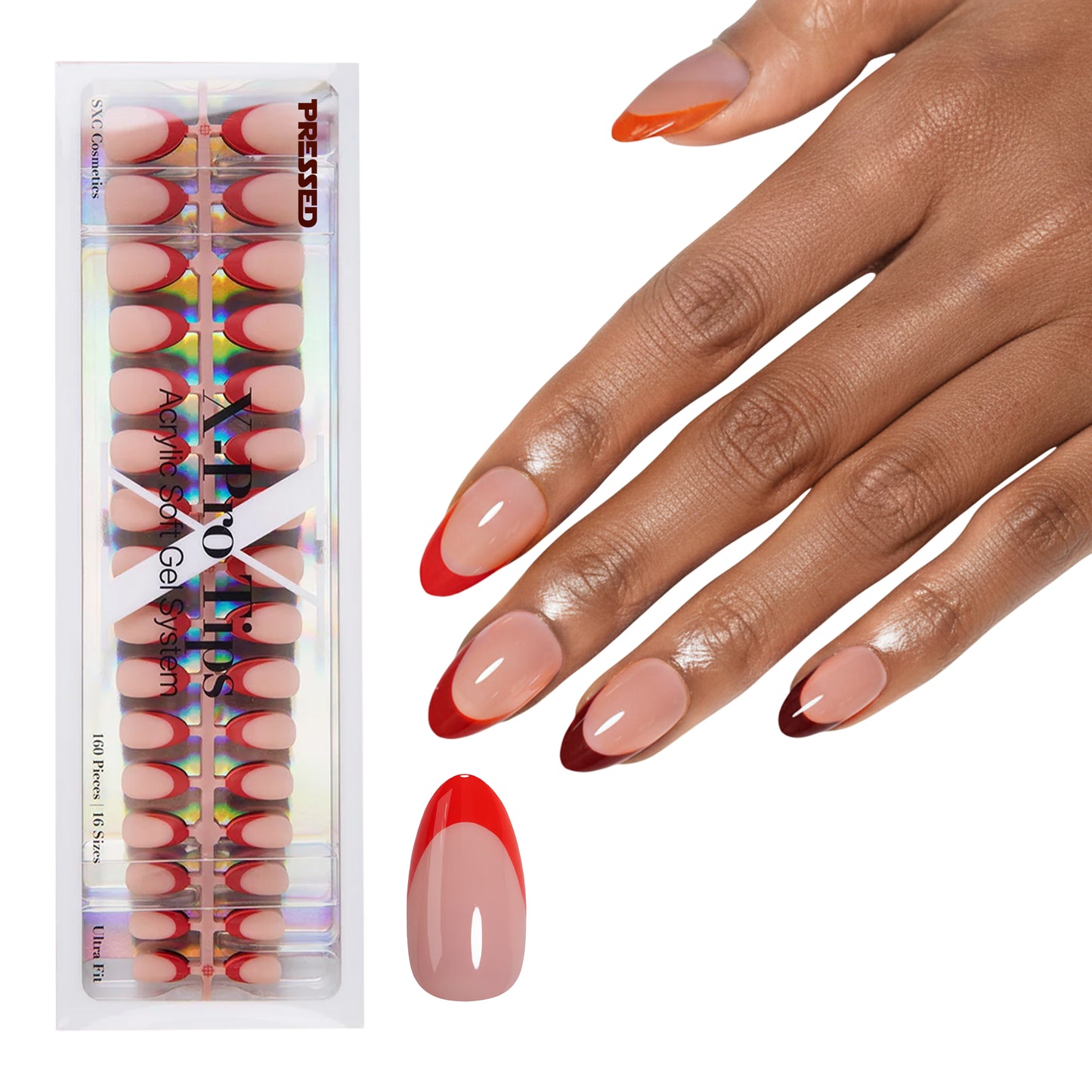 Red French Tip Series - Short Almond